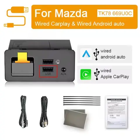 NEW P2 Wired For CarPlay Android Auto Adapter USB Hub OEM Retrofit For Mazda 2 3 6 CX3 CX5 CX8 CX9 MX5 TK78669U0C Kit