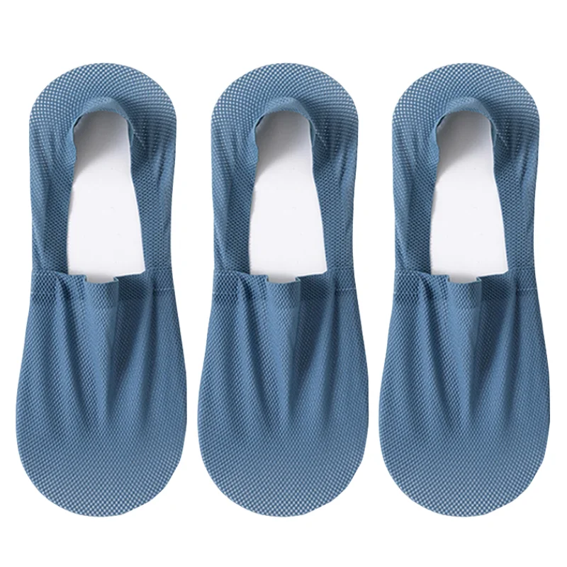 3Pairs Mannen Bootsokken Dunne Ademende Zachte Casual Zomer Onzichtbare Sok Hoge Kwaliteit Effen Kleur Siliconen Antislip Low cut Sox