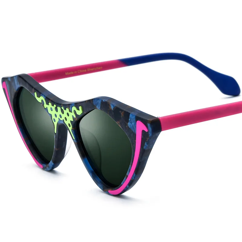 Niche art cat eye sunglasses polarized UV400 men\'s and women\'s fashion personality riding colored glasses sunscreen sunglasses