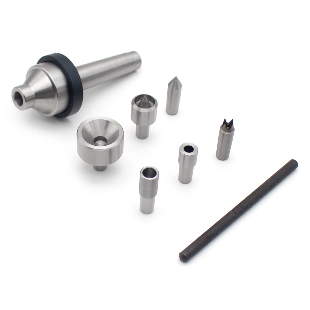 

MT2 Live Center Set for Woodturning Lathe - 7-Piece Quick-Change Tailstock Centers with Adapter (45# Steel, CNC Machined)