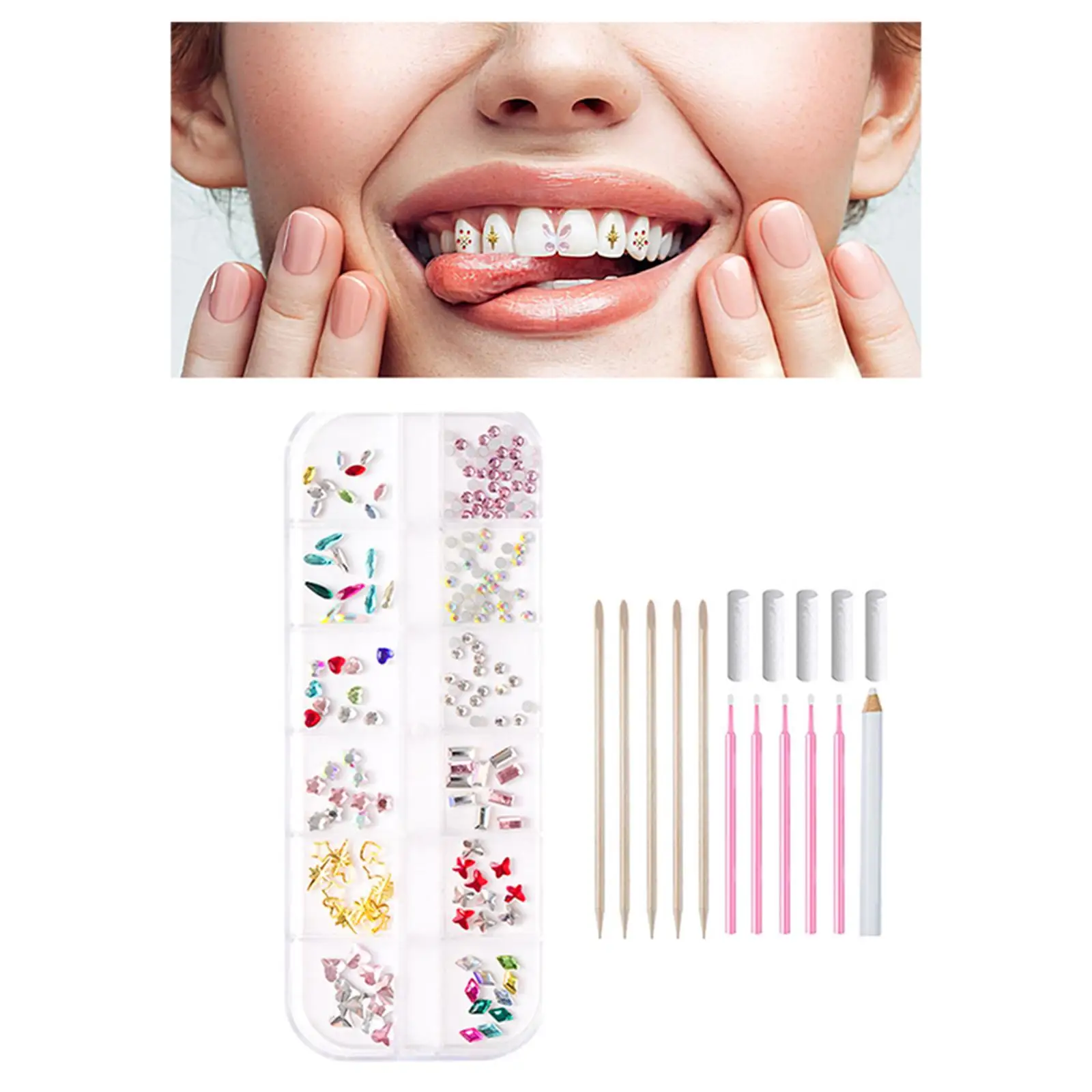 Dentes decorativos GEM Kits para festivais de férias Decoração colorida de jóias fácil de usar para salão de beleza Photoshoots para festas