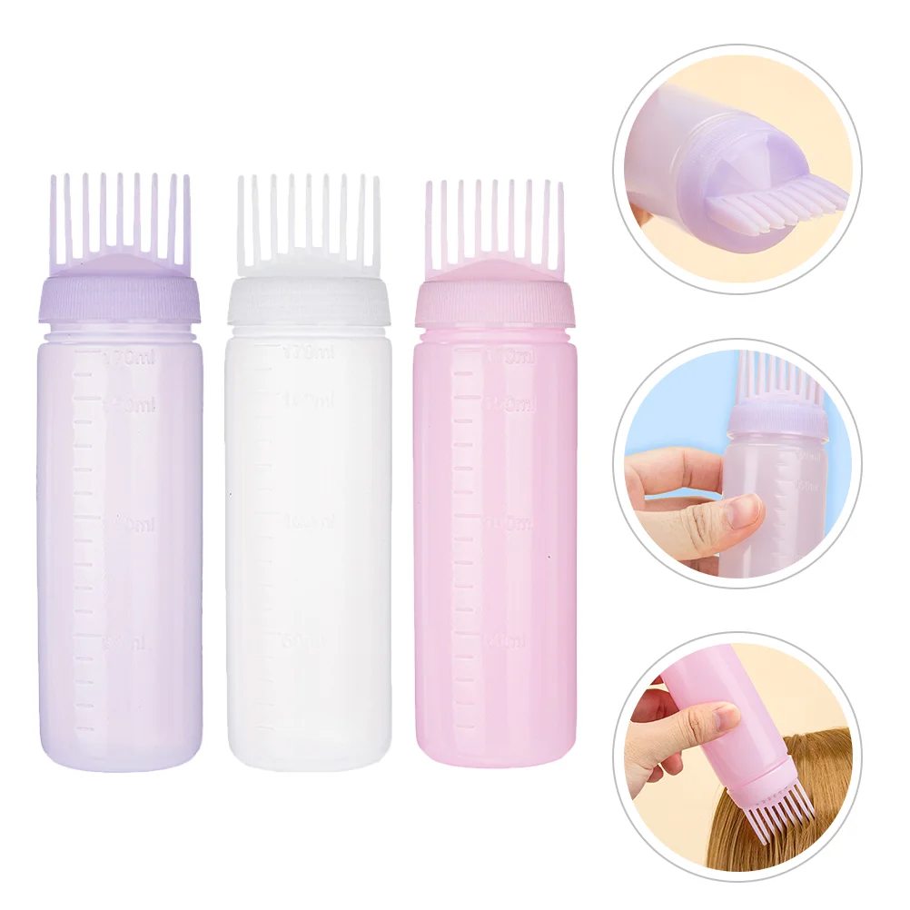 

3 pcs Hair Care and Nourishing Massage CombRoot Bottle Applicator for Dyeing Baking Oil Hdpe