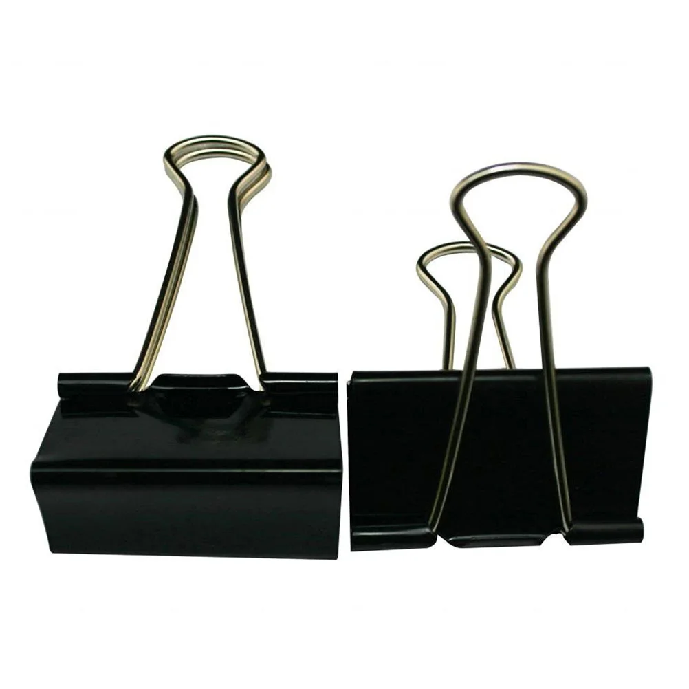 12 Pcs Financial Binder Clips For Daily Use 25mm Metal Black Paper Office Supplies Stationery
