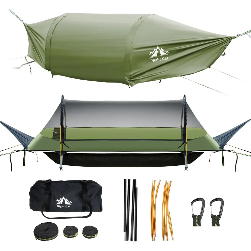

"Compact Hammock Tent with Mosquito Net, Waterproof Cover, and Storage for Solo Backpackers and Campers"