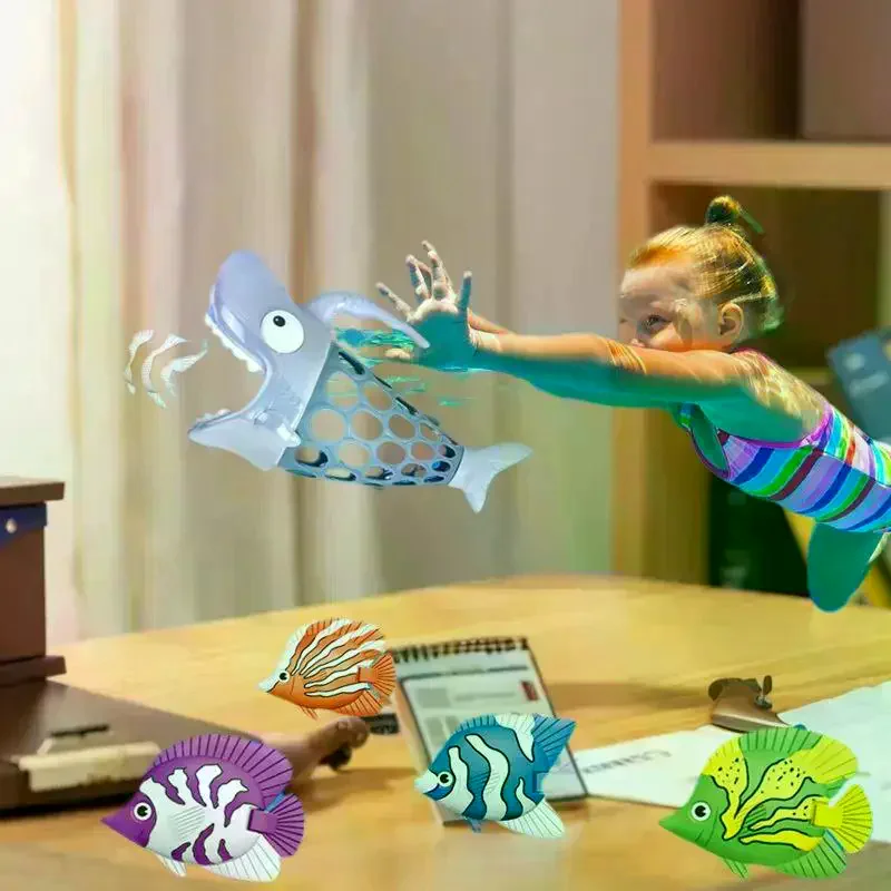 ชุดของเล่นอาบน้ำ 6-in-1 ที่น่าตื่นเต้น: เกมฉลามกินปลาเพื่อประสบการณ์ปาร์ตี้วันหยุดที่สนุกสนานในวันฮาโลวีนและคริสต์มาส