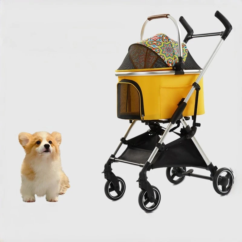 Pet Cart Metal Lightweight Style Foldable Detachable Travel Essential Cat Dog And Dog Cart