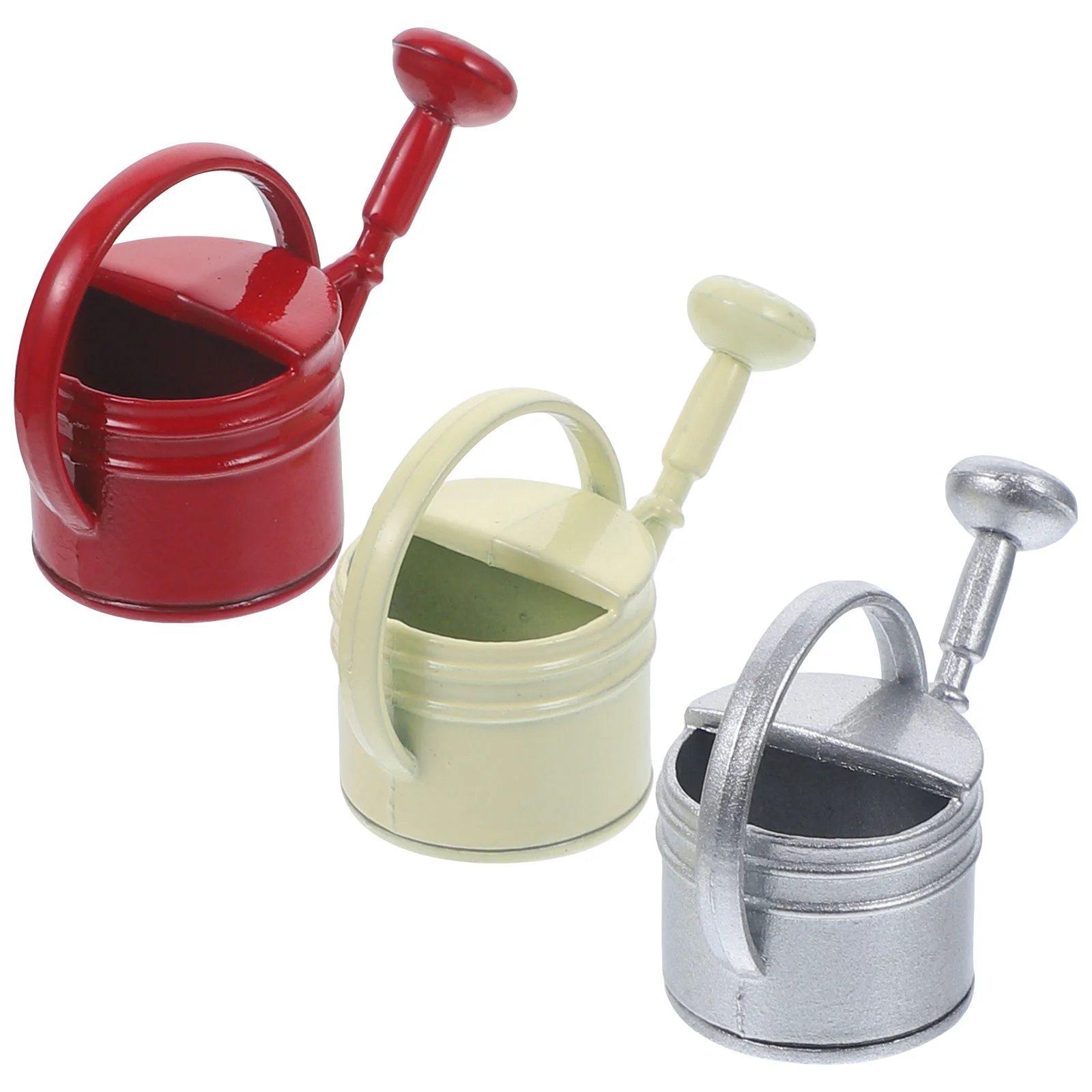 3 Pcs House Watering Can Mini Garden Decor Miniature Bucket Small Kettles Accessory Model Alloy Pot