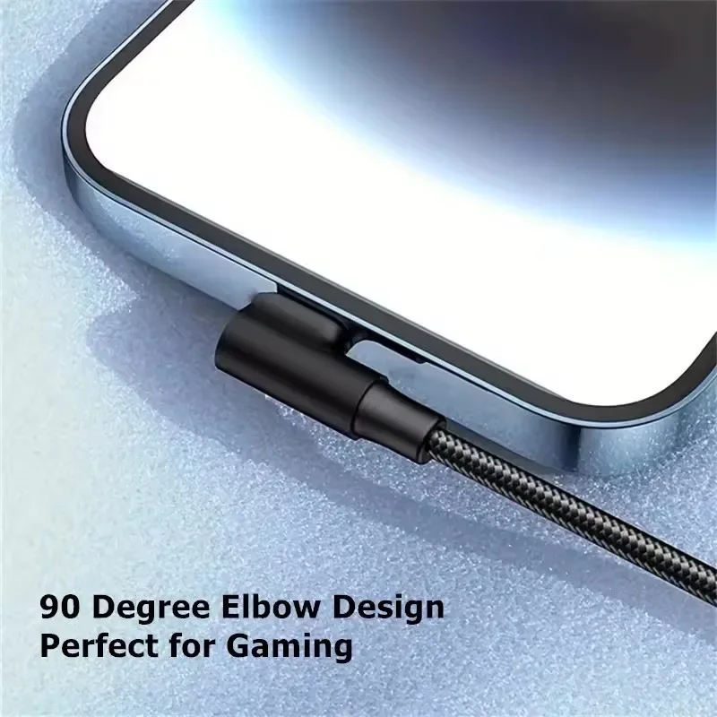 90 Degree PD 100W USB C Fast Charging Braided Cable For iPhone 15 16 17 Samsung Huawei Honor Xiaomi Redmi POCO Type C to Type C