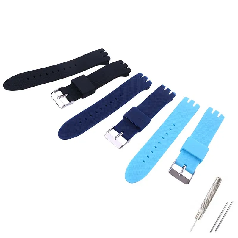 Watch accessories men's and women's Silicone watch band compatible for Swatch YTB YTS401 402 409 sports strap belt buckle 20mm