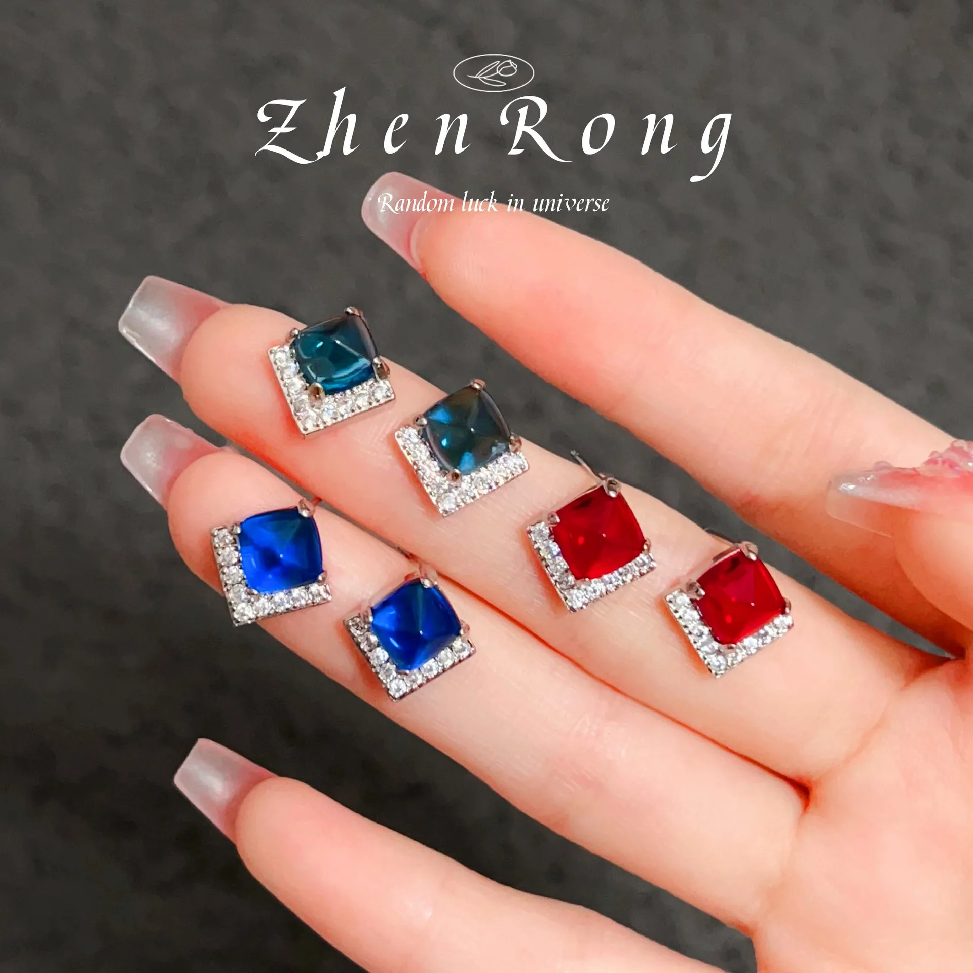 Fashionable And Luxury Colorful Treasure Ruby Earrings High Carbon Diamonds High Grade Morandi Earrings For Women Gifts