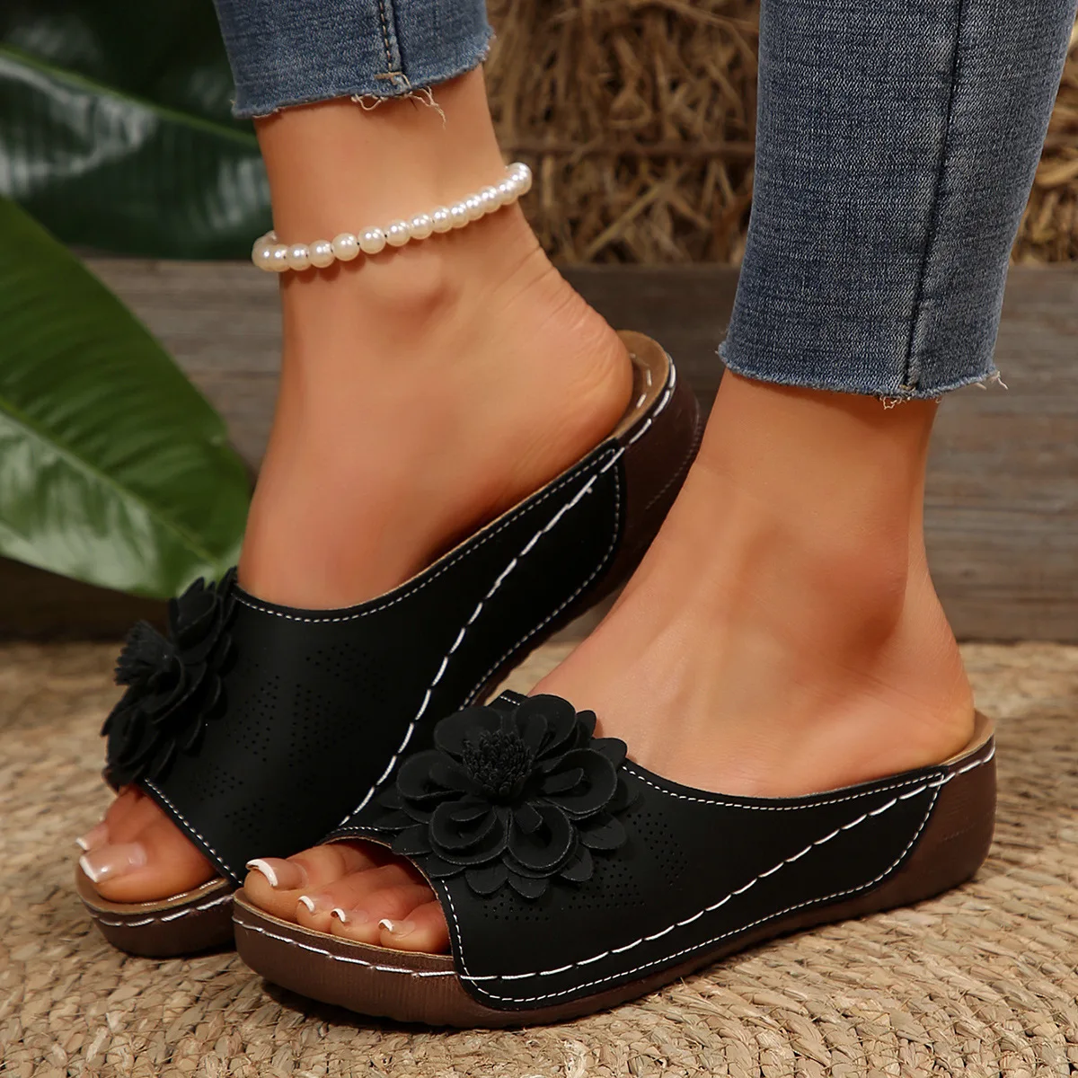 Women's Sandals Soft Heels Sandals Summer 2025 Casual Wedges Heeled Shoes Women Elegant Low Platform Slippers Sandalias Mujer