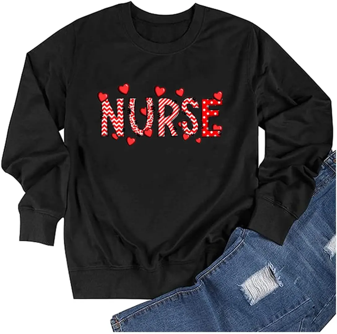 

TSIIUO Valentines Nurse Sweatshirt for Women RN Nurse Graphic Tops Nursing Appreciation Gift Causal Long Sleeve T-Shirt