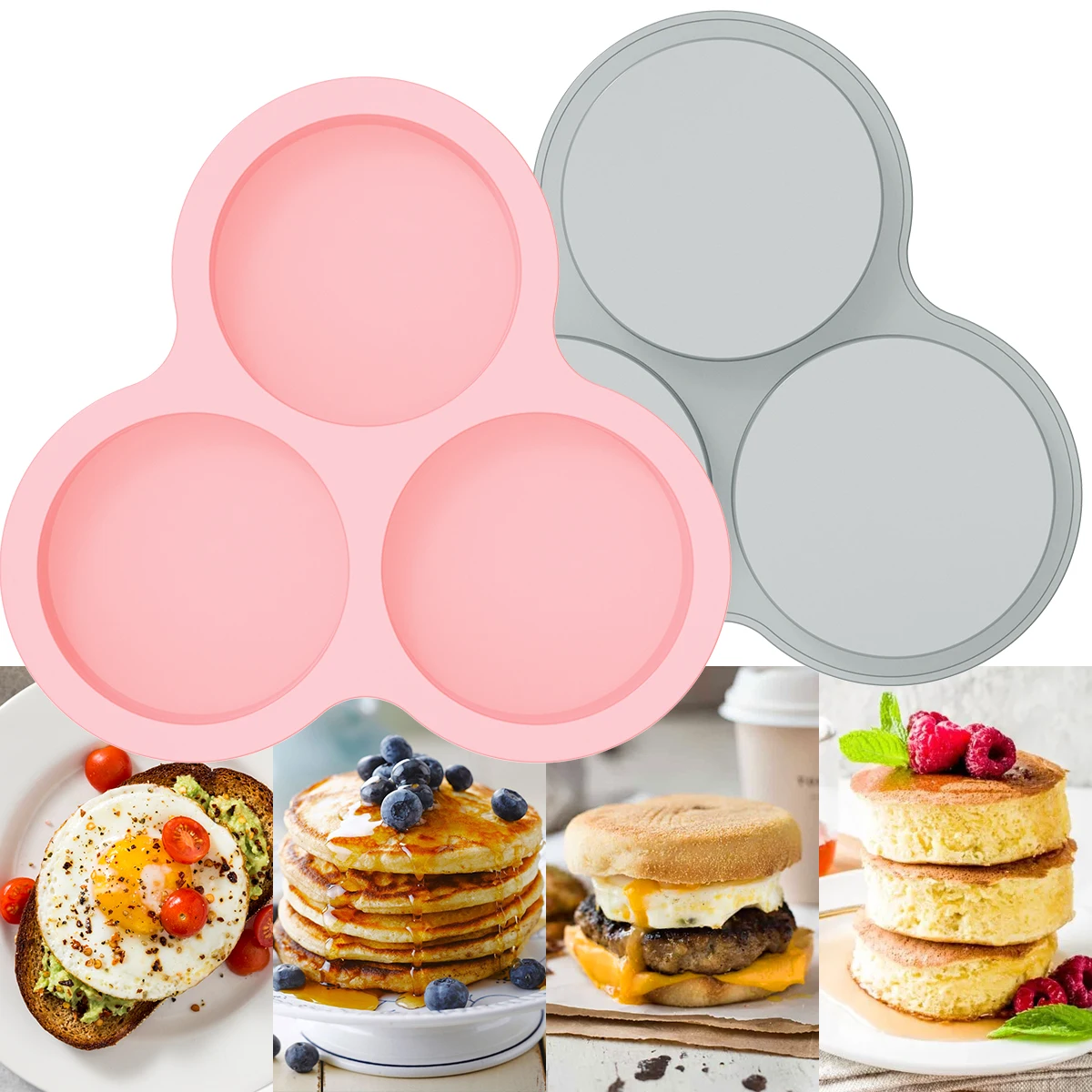 

2pcs Silicone Muffin Pan 3-Cavity Non-stick Cupcake Pan Heat-Resistance Bread Fruit Pie Pastry Baking Pan Kitchen Accessories