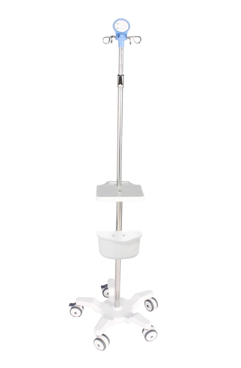 IV Pole Stainless Steel Adjustable Move IV Drip Mobile Stand Infusion Pump Holder Wheels Home Clinic Rack