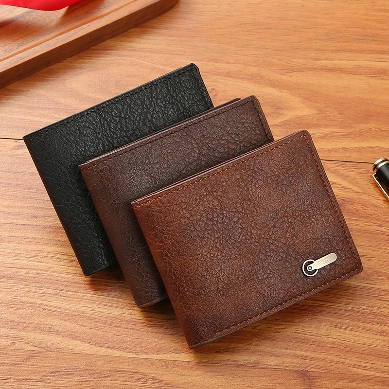 Men Short Bifold Faux Leather Masculina Billetera Credit ID Card Holder Wallet Billfold Purse Clutch Solid Hombre Business Slim