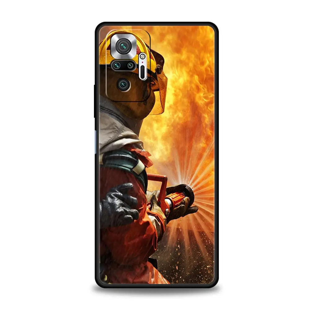 Phone Case For Xiaomi Redmi Note 14 13 12 5G 11 10 Pro Plus 4G 9S 9 14C 13C 12C 10C 9C 9A Soft TPU Cover Fireman Firefighter