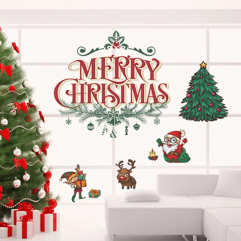 Christmas Tree Evergreen Bough Wall Sticker For Shop Home Decoration Festival Season Mural Art Diy Window Decal Pvc Poster