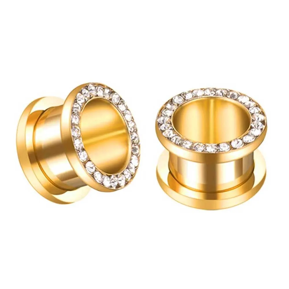 1 Paar CZ Weißer Zirkon Ohr-Tunnel-Expander aus Edelstahl, Ohrringe, Ohr-Dehner, Piercings, Schmuck, doppelt ausgestellter Schraubverschluss für das Ohr – Detail 15