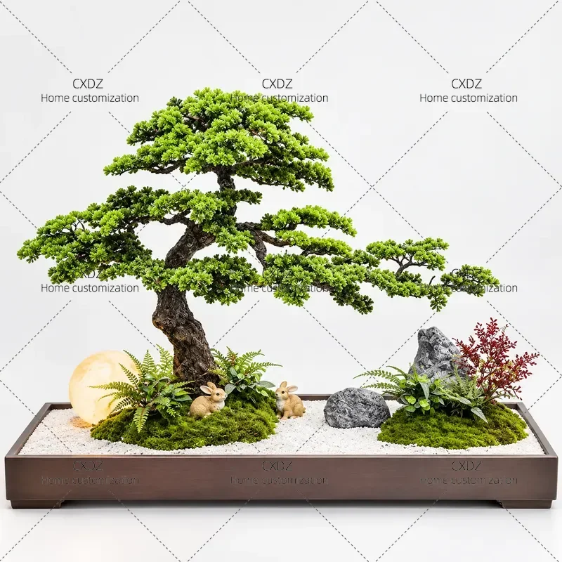 Simulated Welcome Pine Tree Large Fake Plant New Chinese Style Indoor Outdoor Staircase Dry Landscape Decoration Greenery