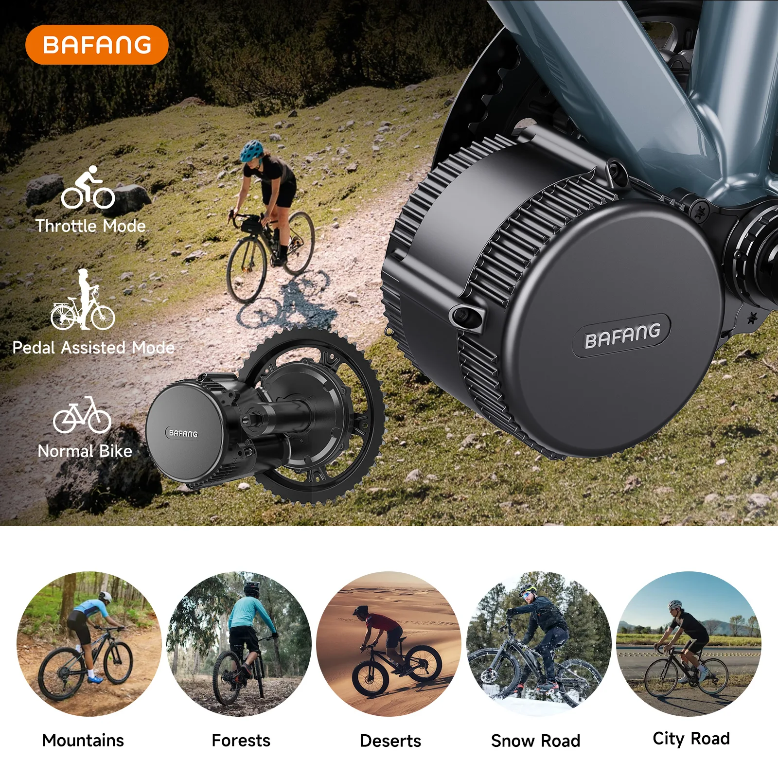 bafang electric bike motor bicycle conversion kit bbshd Mid Drive 1000W BBS-HD Kit 48V 52V Ebike Conversion Kit for 68-73/100/120MM Mountain Bike Road Bike with Battery and Display(Optional) : Sports & Outdoors Key Benefits Bafang Mid Drive Motori Bafang