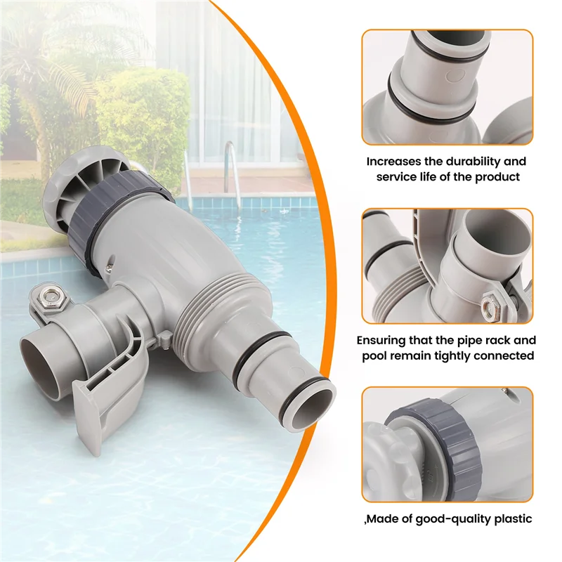 

AU13-2PCS Pool Hose Adapter, Swimming Pool Replacement Pool Hose Bracket And Plunger Valve For Above Ground Swimming Pool