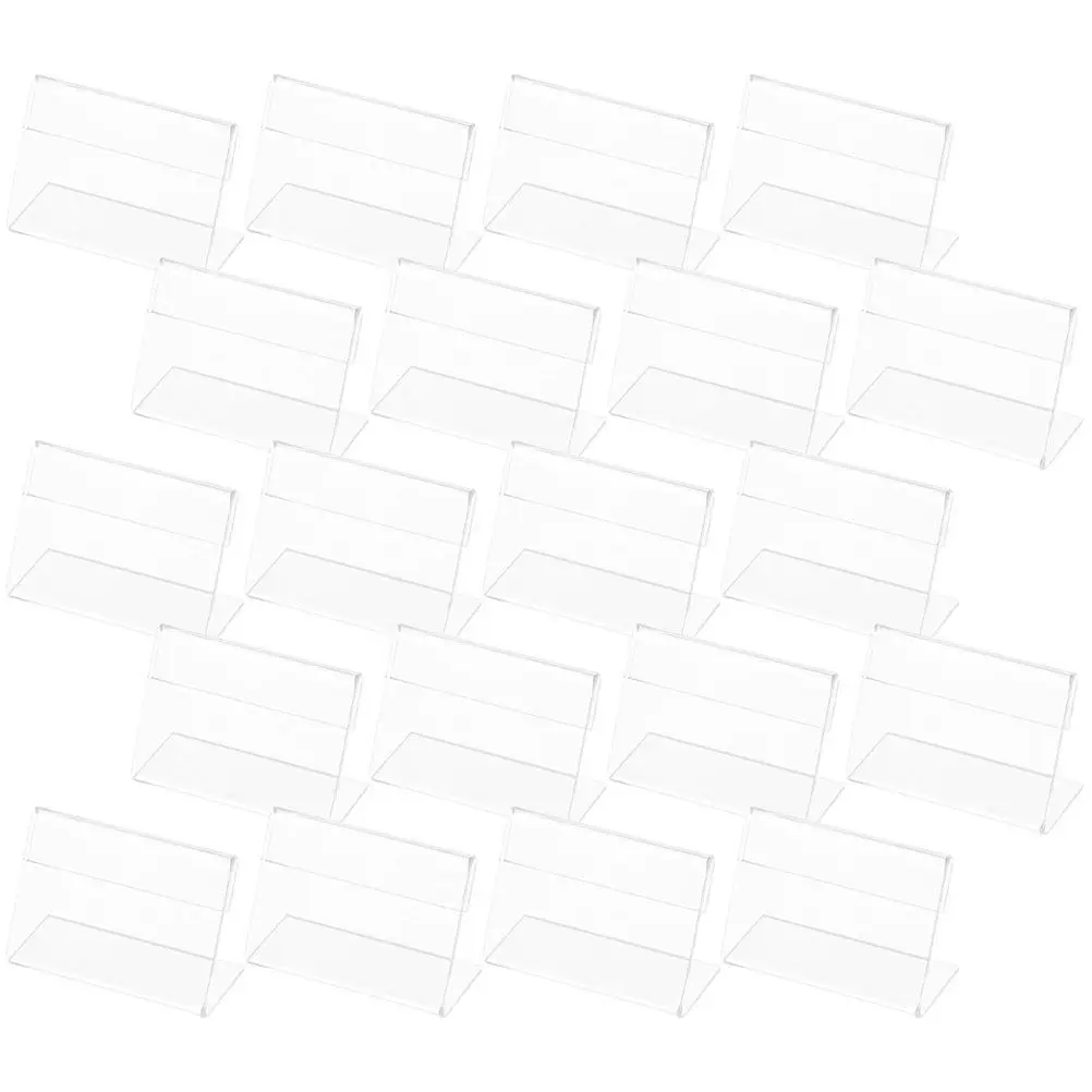 Acrylic Table Sign Holder 50 Pack Clear L Shape Name Card Label Display Stands for Retail Office Events