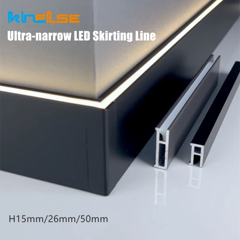 H15/26/50mm Ultra-narrow LED Skirting Line Thicken Aluminum Profiles Strip Lights Minimalist Metal Wall Baseboard Linear Lamp