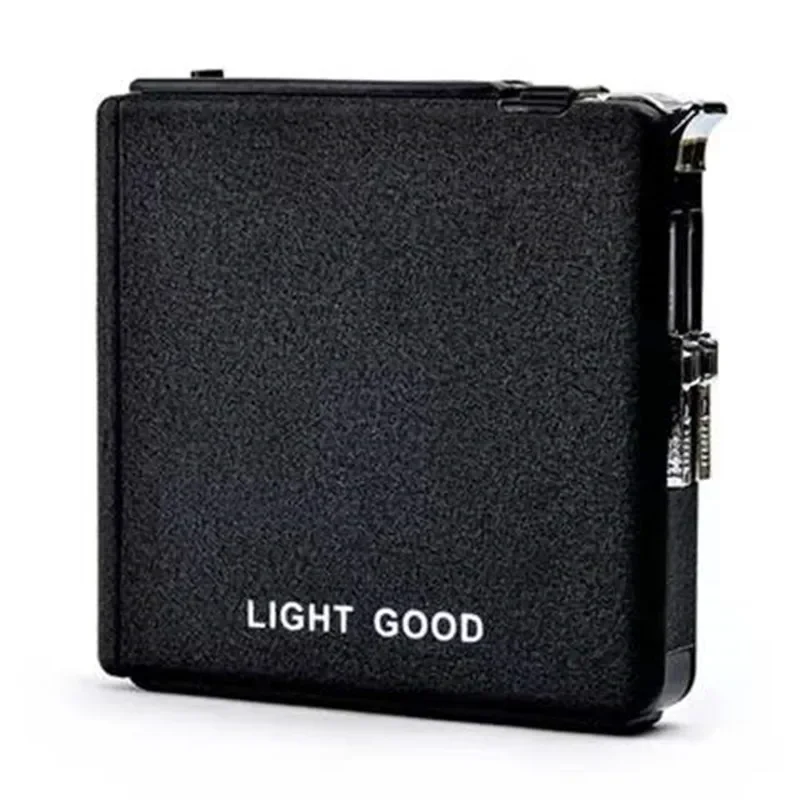 Multifunctional Windproof Butane Automatic Cigarette Case, Green Flame Frosted Lighter, Small Gift for Men