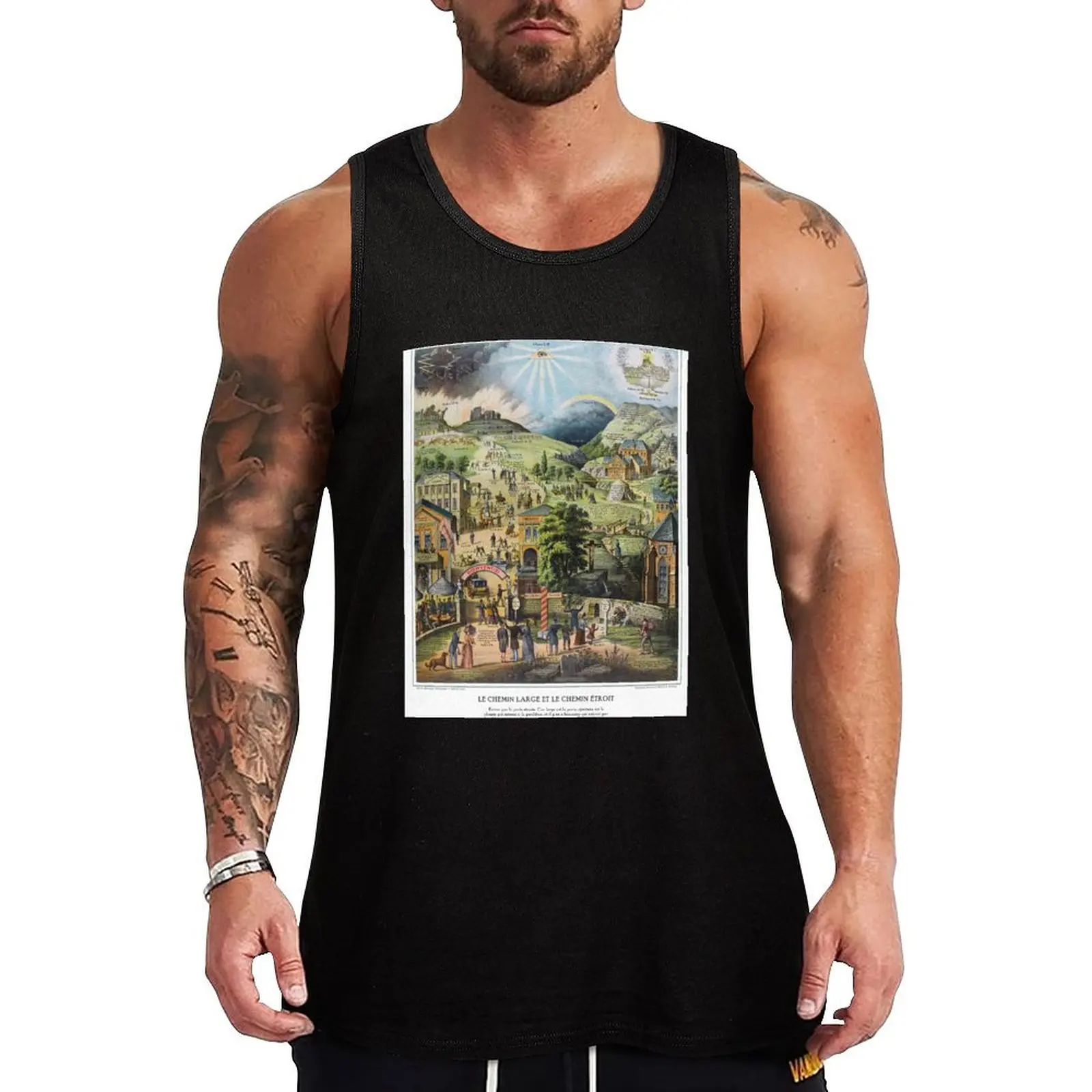 Le Chemin Large et le Chemin ?troit Tank Top t-shirt Men's gym top Bodybuilding shirt sexy clothes men