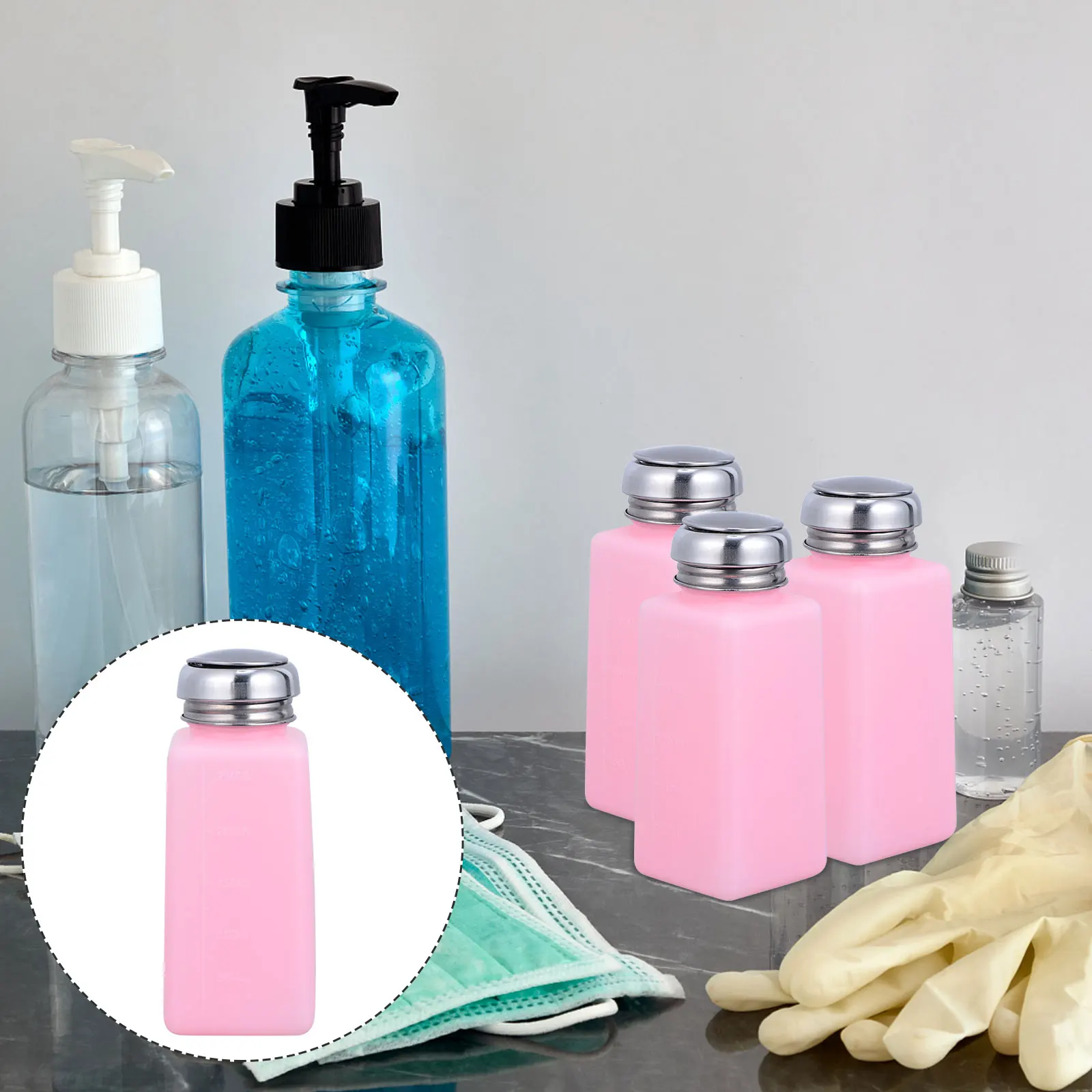 

2pcs Press Down Pump Empty Bottle Leak-Proof Portable Makeup Remover Container For Travel Durable Lightweight Liquid Bottle