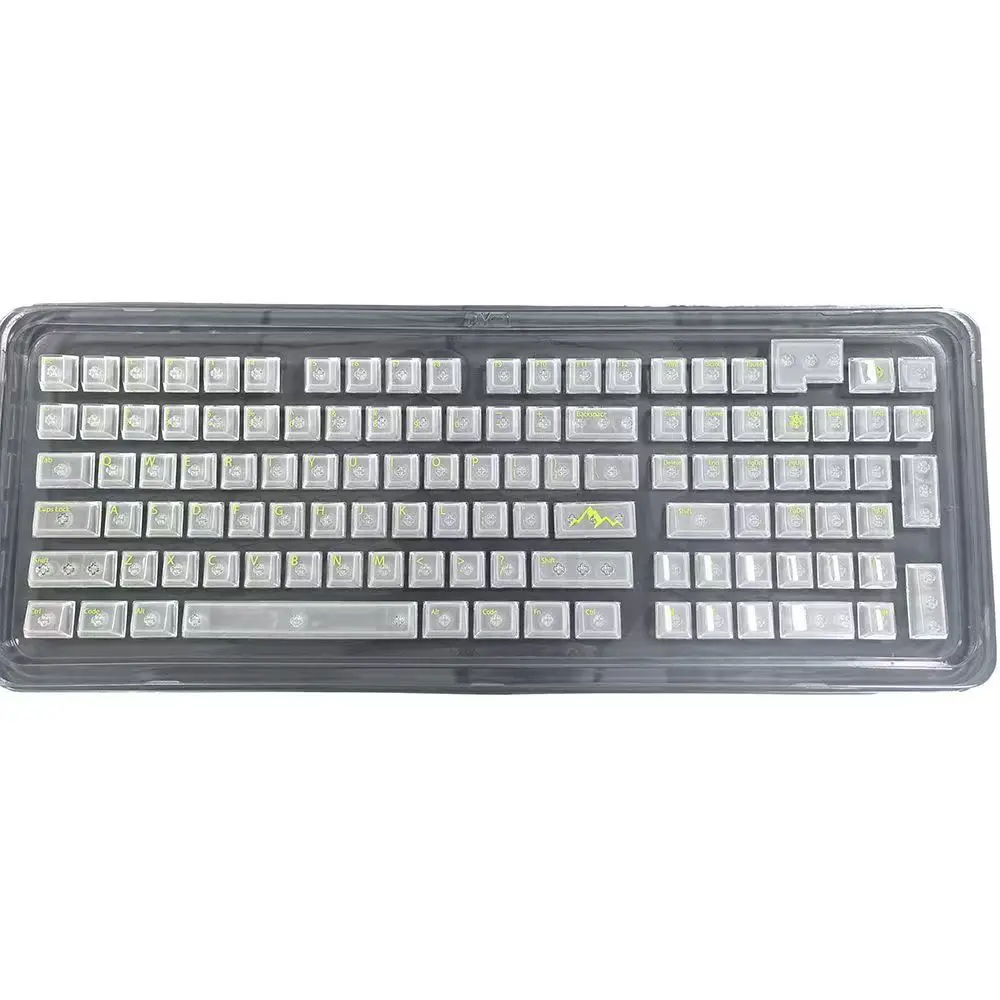 UV Silk Printing Transparent Keycap RGB Light Effect Wear-resistant Character Adaptation Cross Shaft for 61/64/68/78/84/87