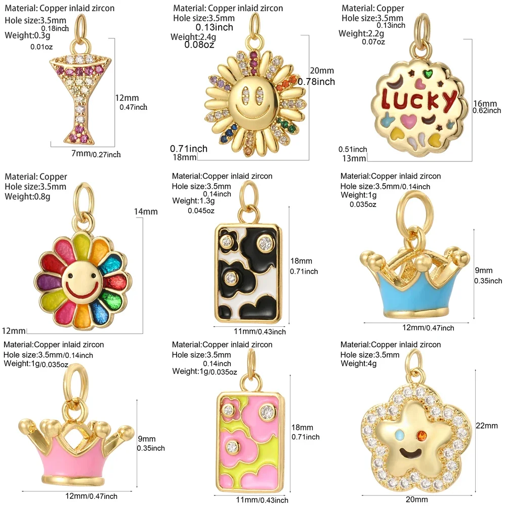 Bohemia Flower Crown Charms Diy Earrings Bracelet Necklace Accessories Gold Color Charms for Jewelry Making Supplies Designer