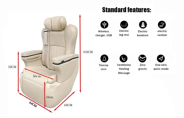 Customize Hot Sale Electronic Luxury Modified Bus Captain Rv Seat Rv Motorhome Seat Front Passenger Seating For Conversion Vip V