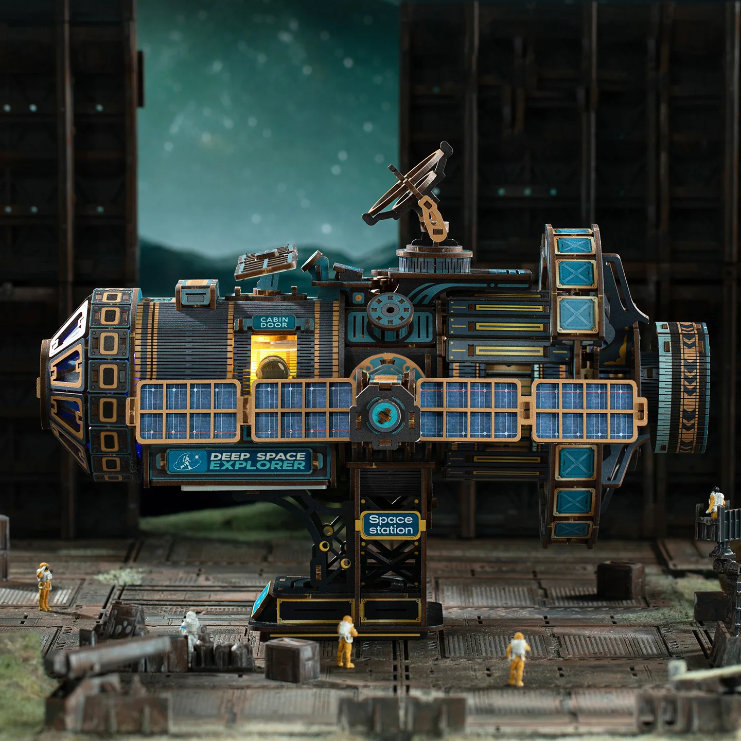 مجموعة نماذج مصغرة للمركبة الفضائية الخشبية ذاتية الصنع مع لغز ثلاثي الأبعاد خفيف لهدايا عيد ميلاد الأصدقاء #5