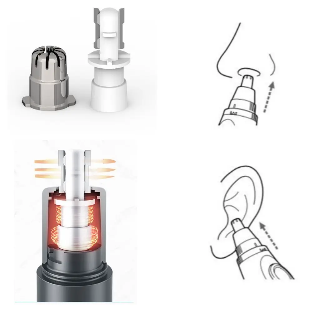 Edelstahl Ohr Haar 3-in-1 Rasierer Kopf Nasen haaren tfernung Nase Haars ch neider Schneidkopf elektrische Nase Haars ch neider Kopf