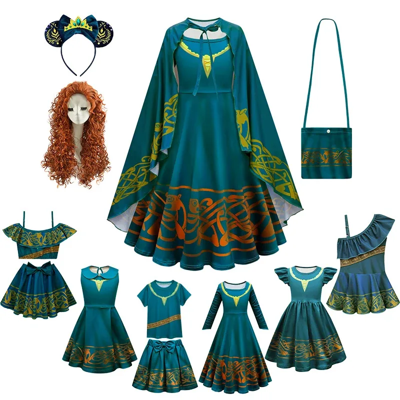 

Cos72 Halloween Brave Girls Merida Princess Dress For 2-10 Age Christmas Carnival Masquerade Children Birthday Party Cospl 72Cos