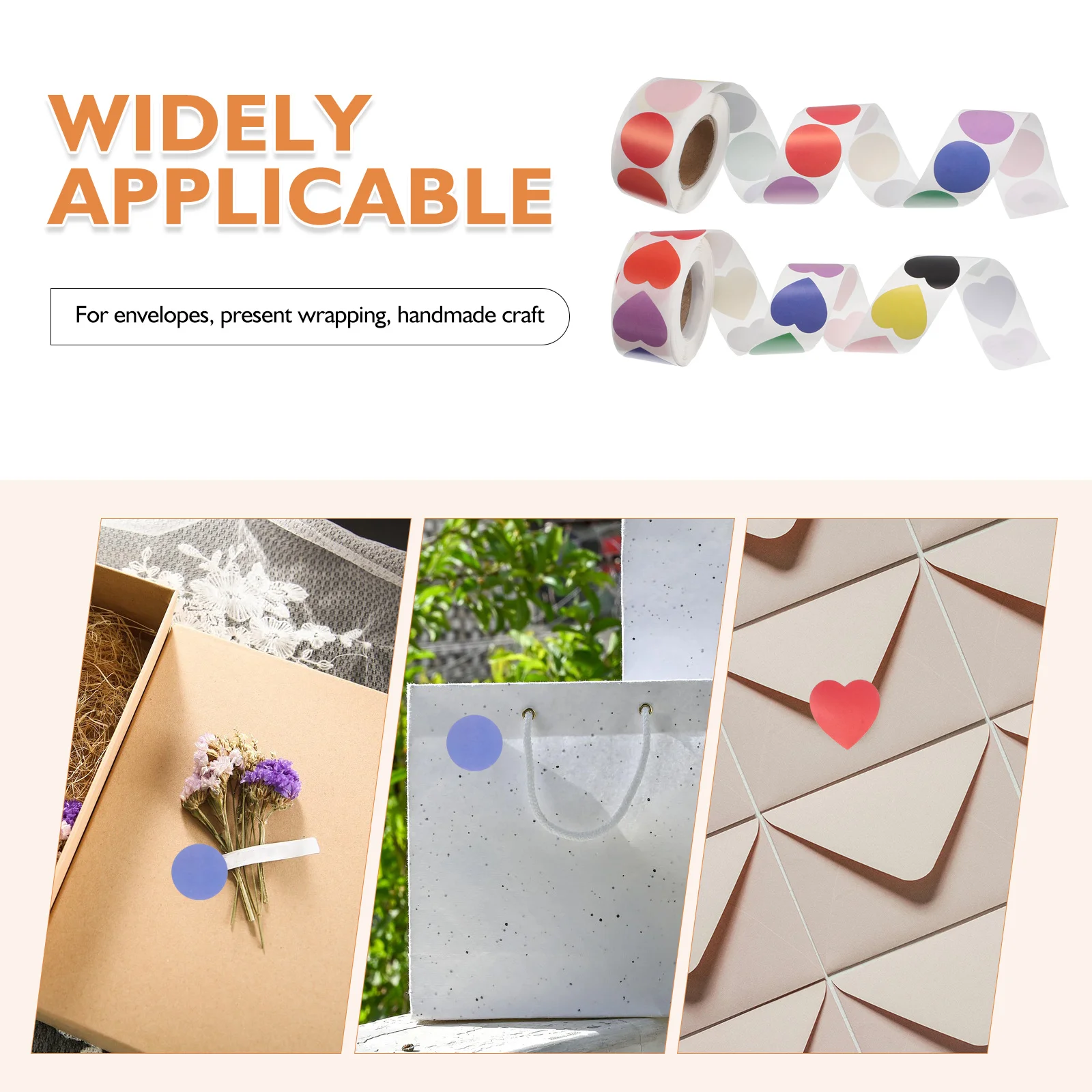 500Pcs Colorful Heart Round Stickers High Adhesive Reusable Scrapbooking Craft Decor Valentine's Day Love Labels