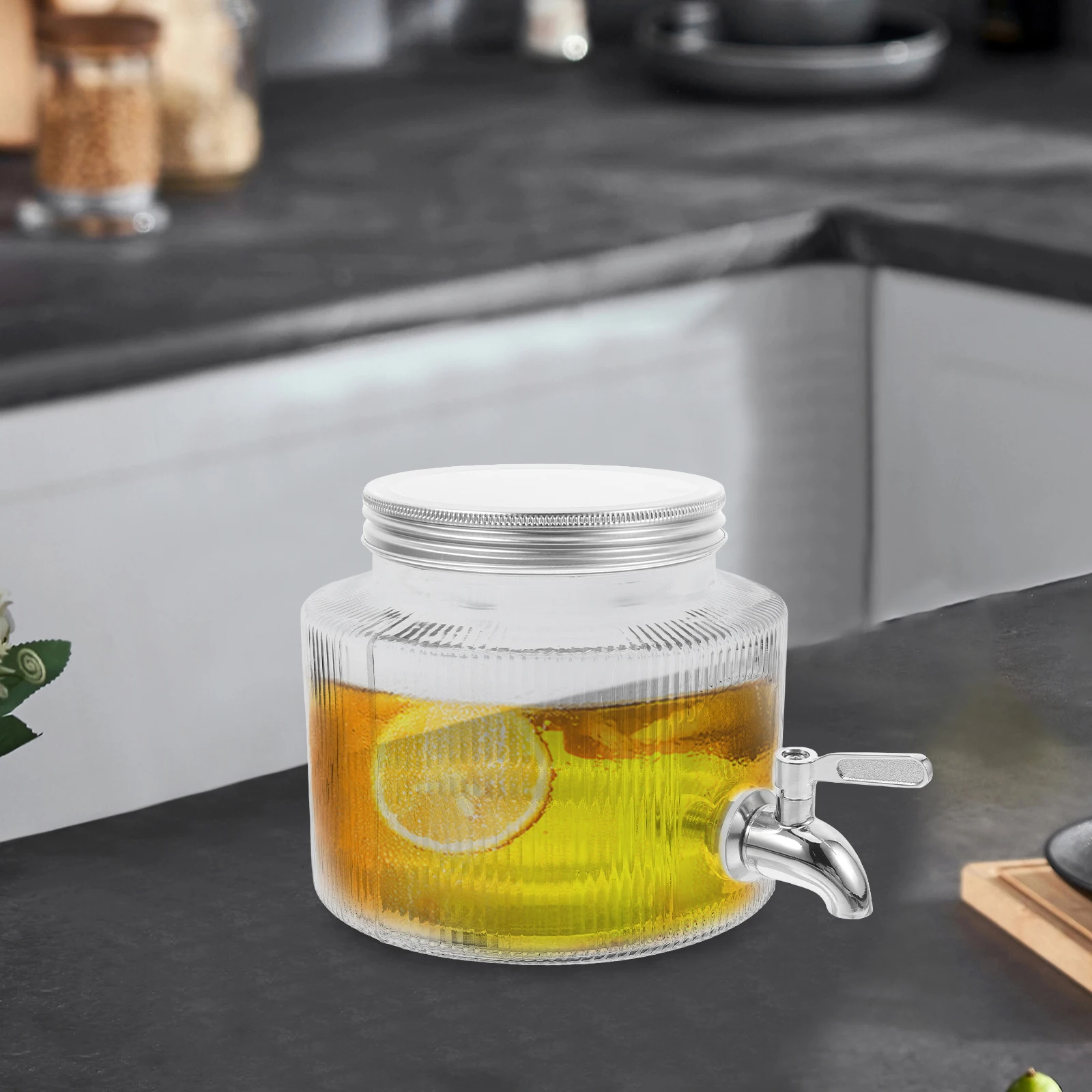 

Fridge Glass Beverage Dispenser Large Capacity Juice Tea Lemonade Spigot Home Party Use Juice Dispenser Water Container with Tap