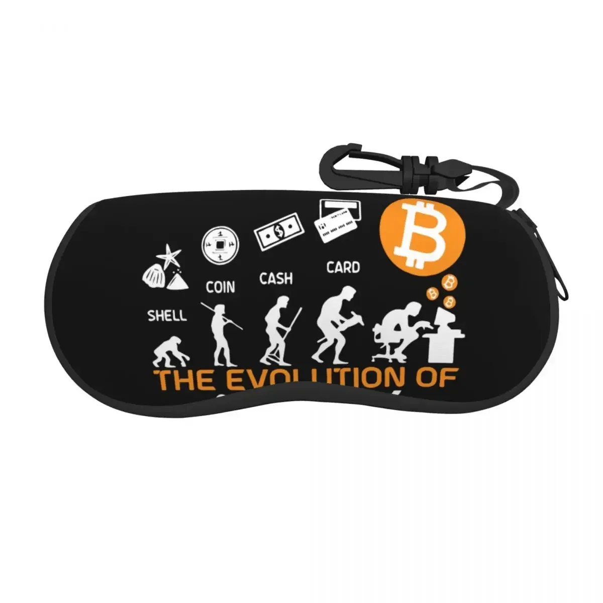 The Evolution Of Money Bitcoin Glasses Case Zipper Crypto Coin Cryptocurrency Eyewear Storage Box Protector Eye Contacts Case