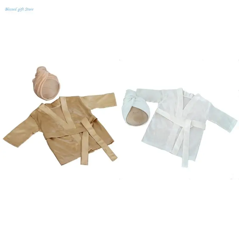 

2PCS Baby Photography Props Headband Bathrobe Set Newborn Photo Clothes