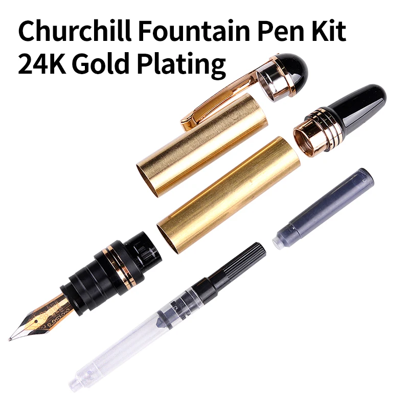 Churmore-Fountain Pen Kit para Carpintaria, cromagem, DIY Acessórios, Woodturn Pen Kits