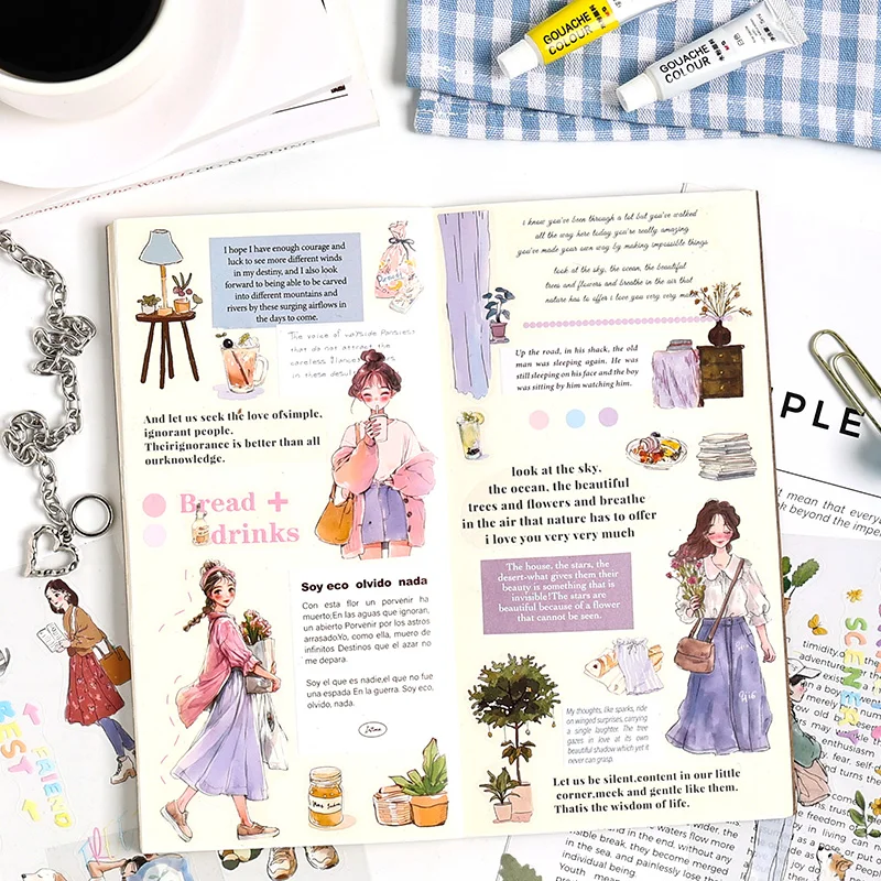 Mr. Paper 20Pcs/bag Character Scenic Sticker Book Cute Stationery Stickers Handbook Material Stickers DIY Creative Decoration