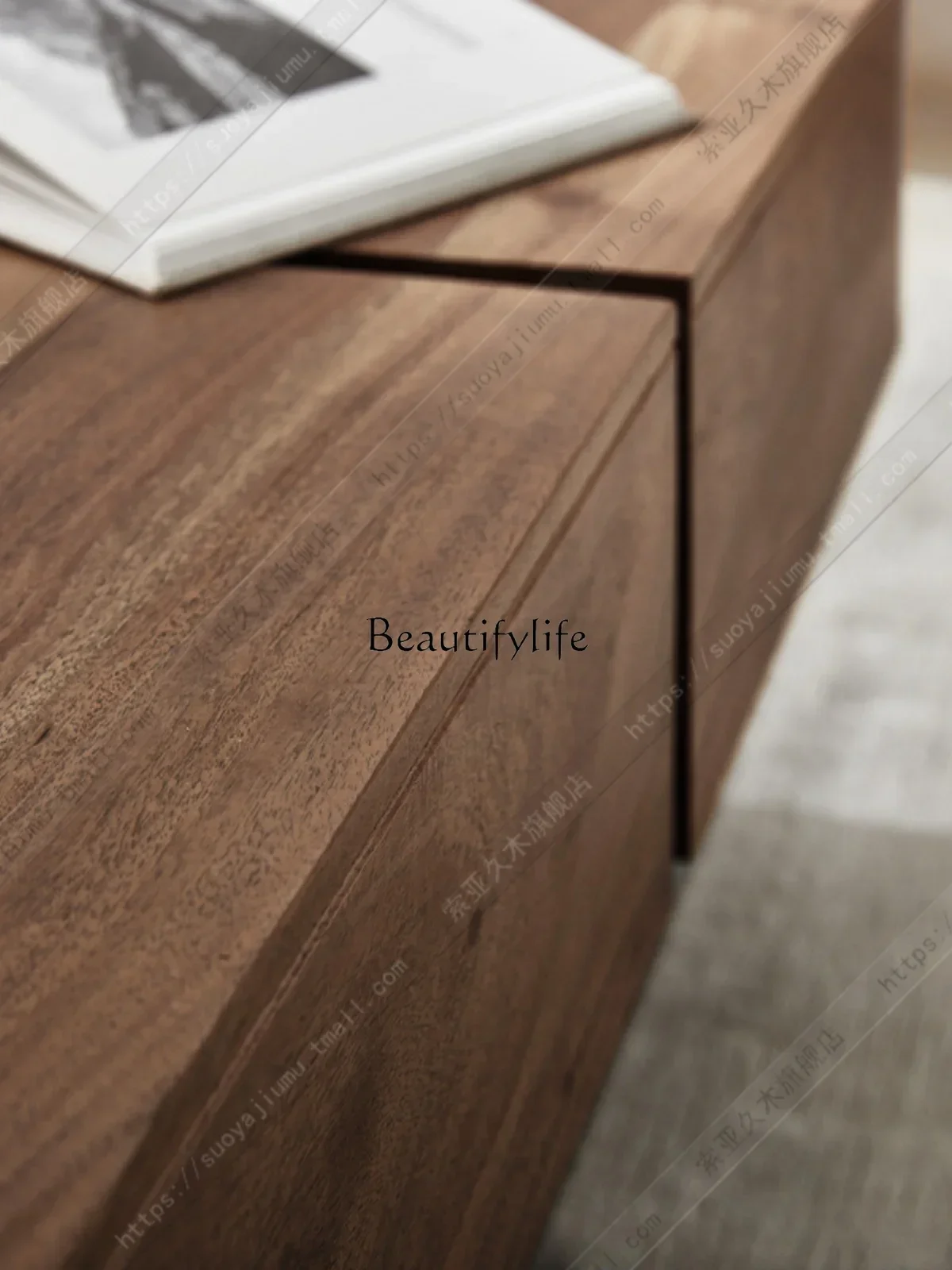 LX Nordic Italian Minimalist Coffee Table Square North America Black Walnut Silent Style Tea TableSSS