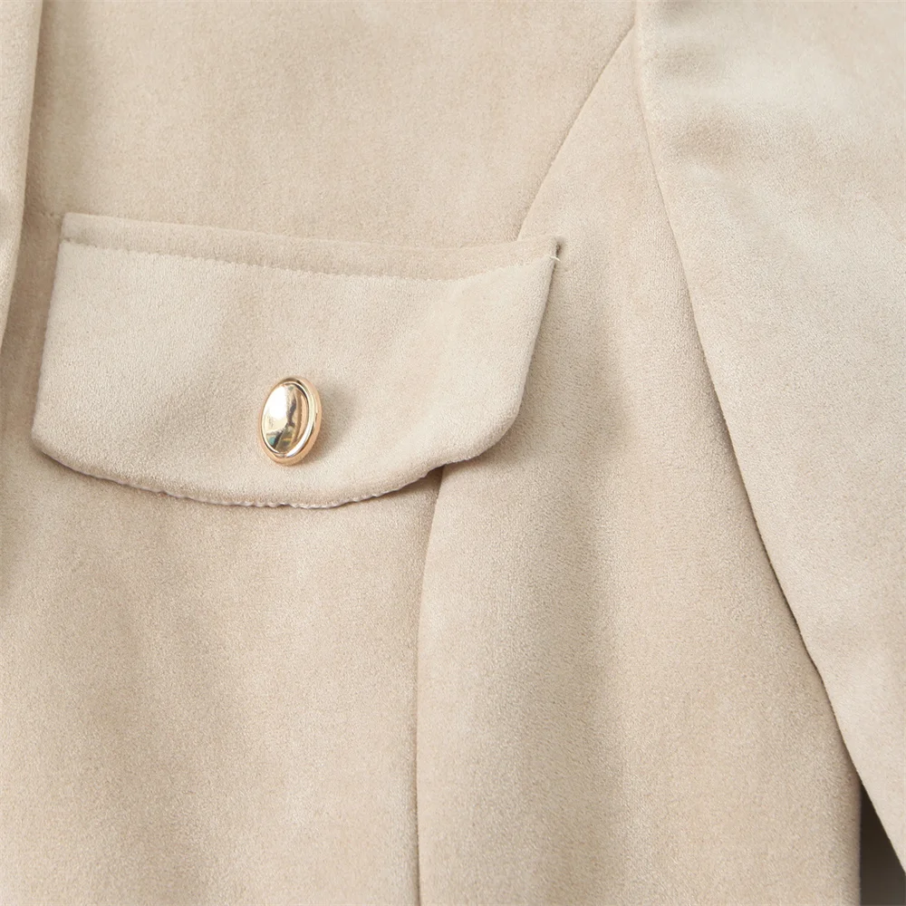 Осенний новый женский модный наряд с поясом и замшевым эффектом, пиджак