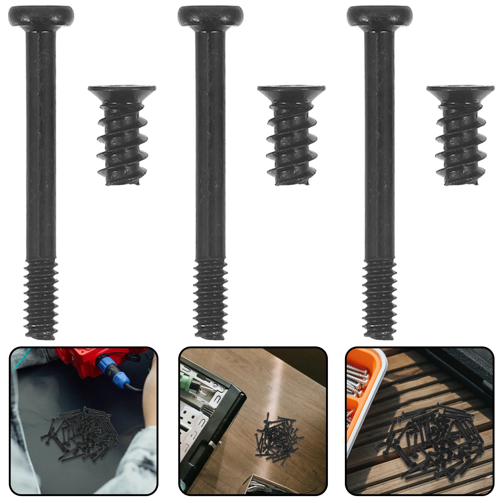 

60Pcs Case Fan Screw Kit Premium M5 Flat Head Self Tapping Screws for Pc Chassis Cooling Fans 30 Long 30 Short Black