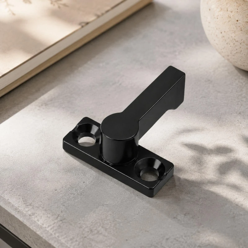 Storage Unit Fastener with Rotating Lever and Two Hole Base Plate