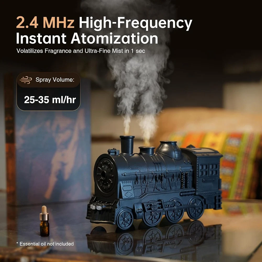 Picture 3: ABMI-Auto Shut-Off Essential Oil Diffuser, Train Diffuser Cool Mist Humidifier Featuring 2 Light& 2 Mist Mode For Home Office Be