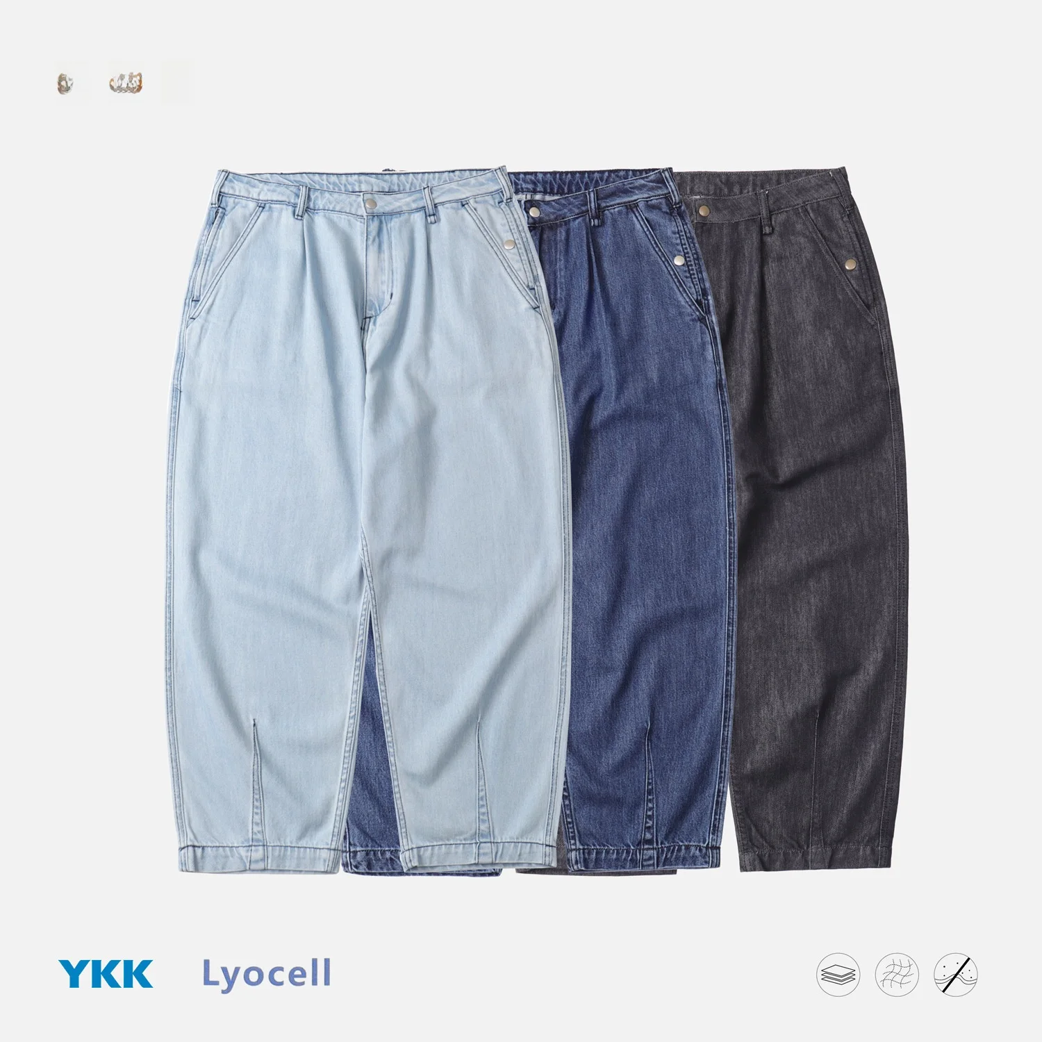 

Comfortable Breathable Men's Denim Jeans Nine Points Anti-Fading ape Retention Commute Micro Cone Chino Loose Straight Cut