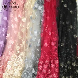 Apricot Light Blue Pink Stereo Lace Embroidery Flower Cloth, Wedding Background, Clothing Dress Cloth, Live Shooting, RS2607