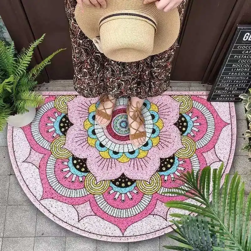 

Nylon Floor Mat Anti-Slip Wear-Resistant Ethnic Sle Inn Guest House Entrance Door Mat Luxury Silk Wind Home Stay Rug